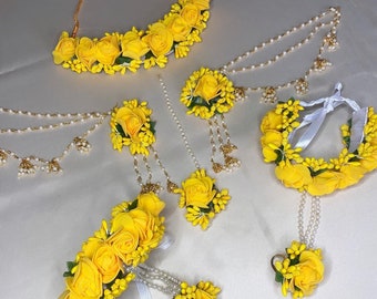 Floral Jewelry Set  | Handmade Artificial Floral Jewellery For Haldi and Mehndi Function