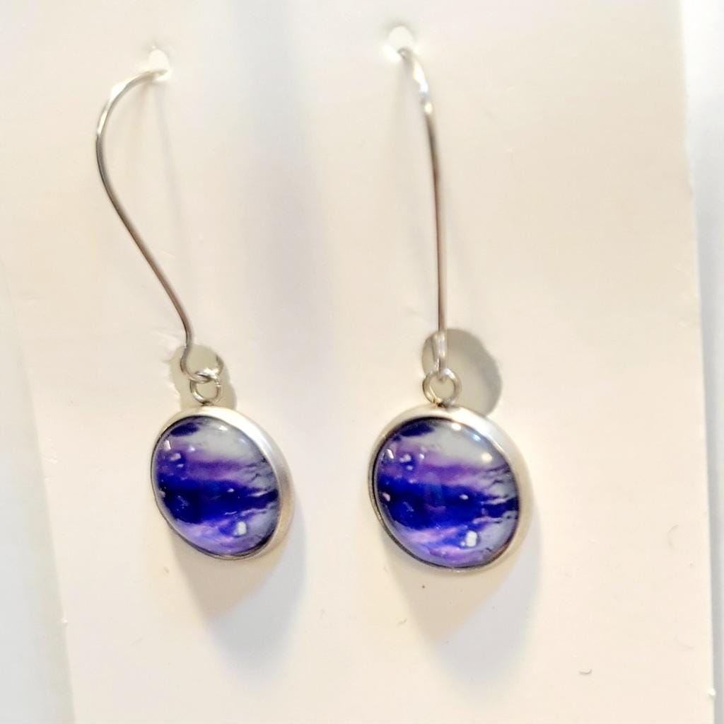Blue And Purple Bubble Latch Back Earrings - Thumbnail 2