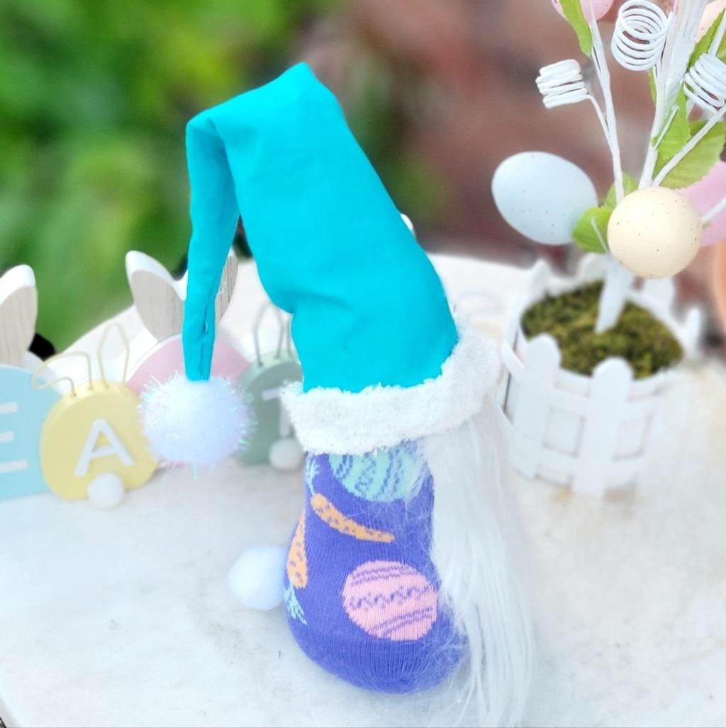 Purple Pink, Green, and White Easter Egg Gnome Decor - Thumbnail 2