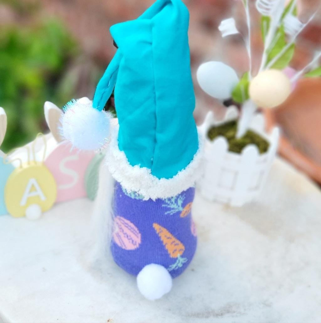 Purple Pink, Green, and White Easter Egg Gnome Decor - Thumbnail 4