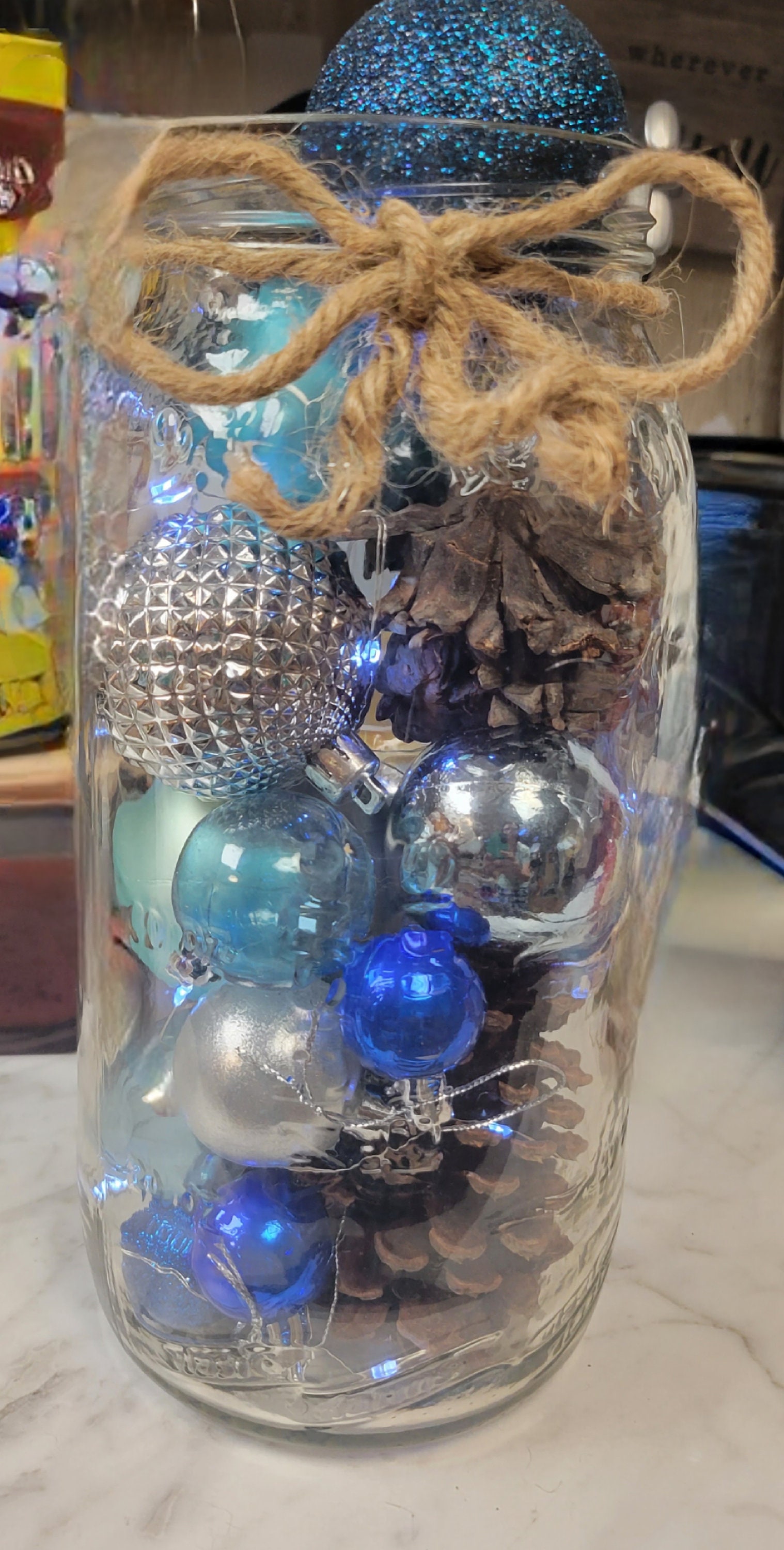 Holiday Christmas tabletop decor jar - Thumbnail 2