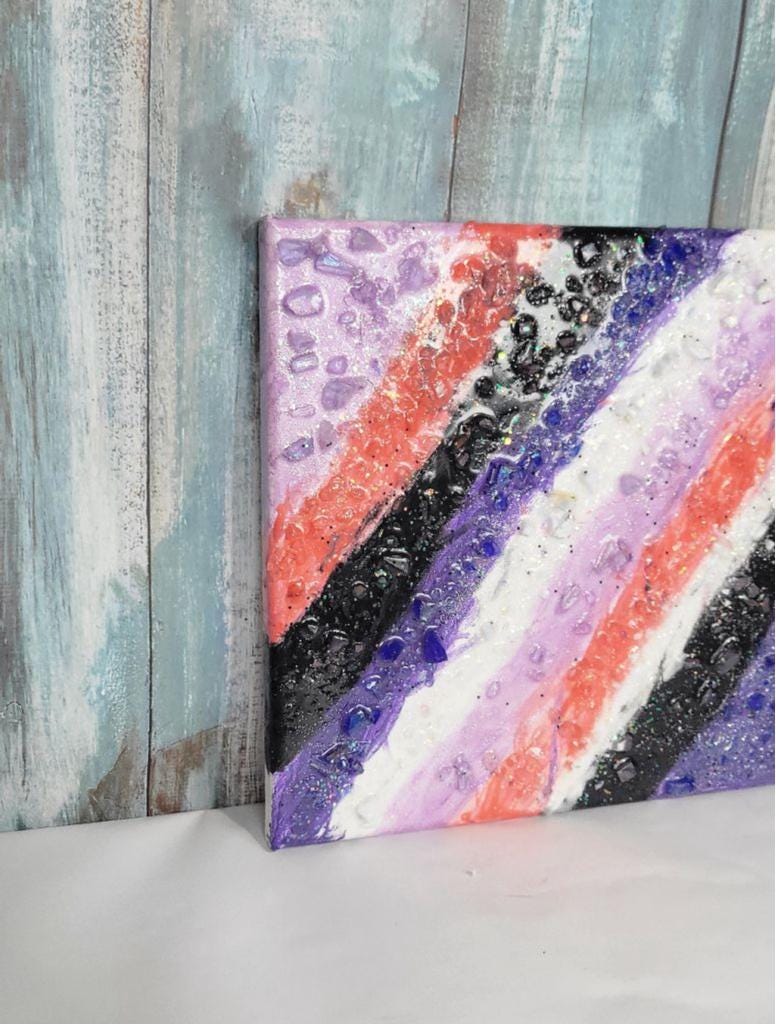 8x8 Canvas resin geode painting hand crafted - Thumbnail 3