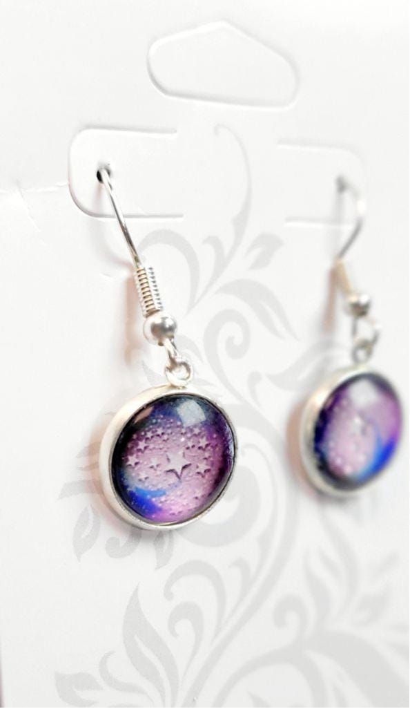 Star abstract cabochon dangle drop earrings - Thumbnail 2