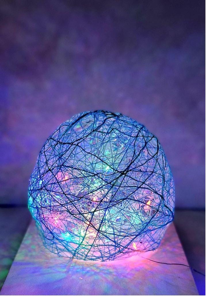 Hand crafted Wrapped thread orb light table decor - Thumbnail 6