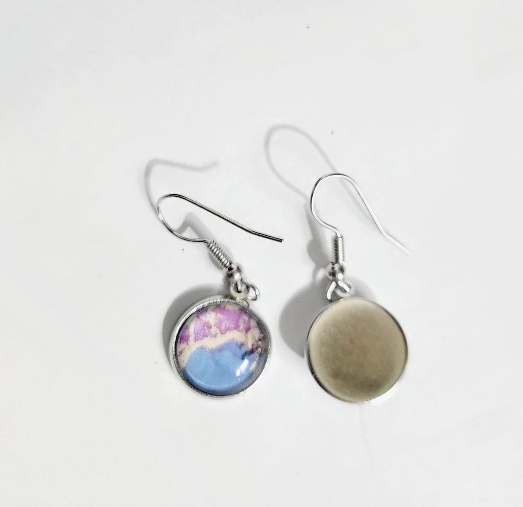 Artisanal marbled dangle drop earrings - Thumbnail 2