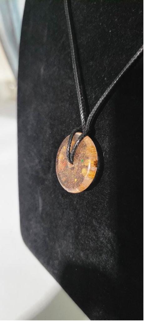 Hand crafted Fall themed resin medallion necklace - Thumbnail 3