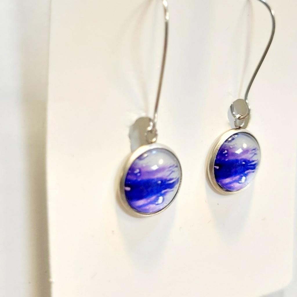 Blue And Purple Bubble Latch Back Earrings - Thumbnail 3