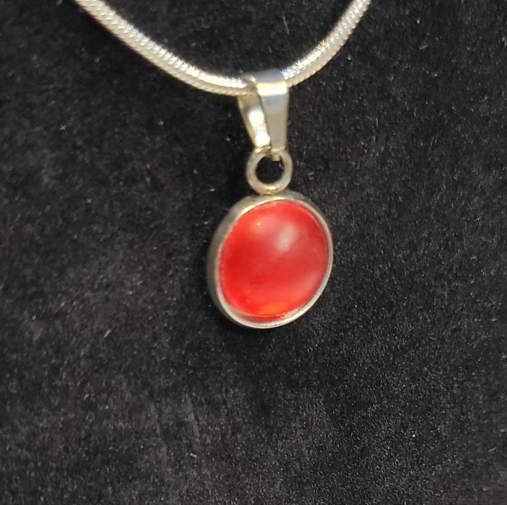 **SOLD**Red crystal rhinestone 925 stamped sterling silver necklace - Thumbnail 3