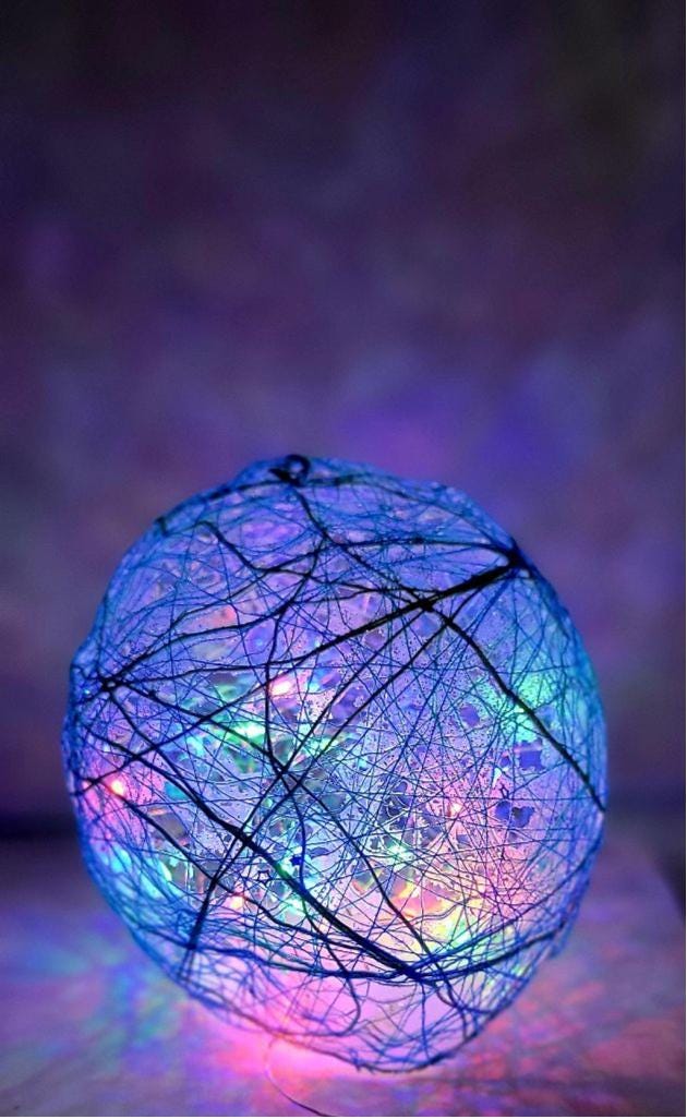 Hand crafted Wrapped thread orb light table decor - Thumbnail 5