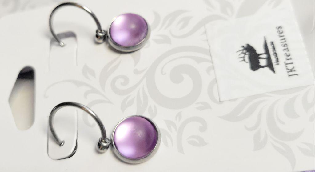 Dark Pink Crystal Sea Glass Rhinestone Dangle Hoop Earrings - Thumbnail 2