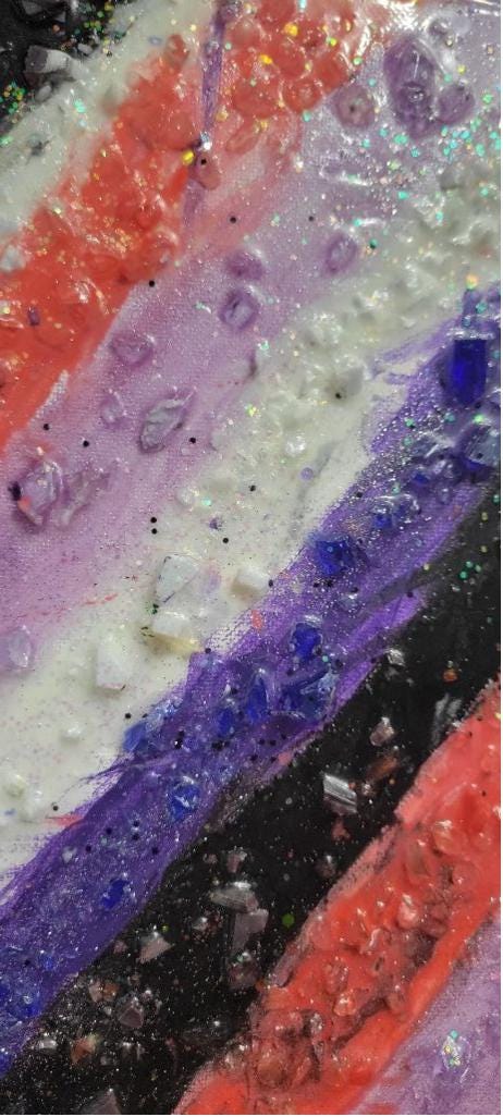 8x8 Canvas resin geode painting hand crafted - Thumbnail 4