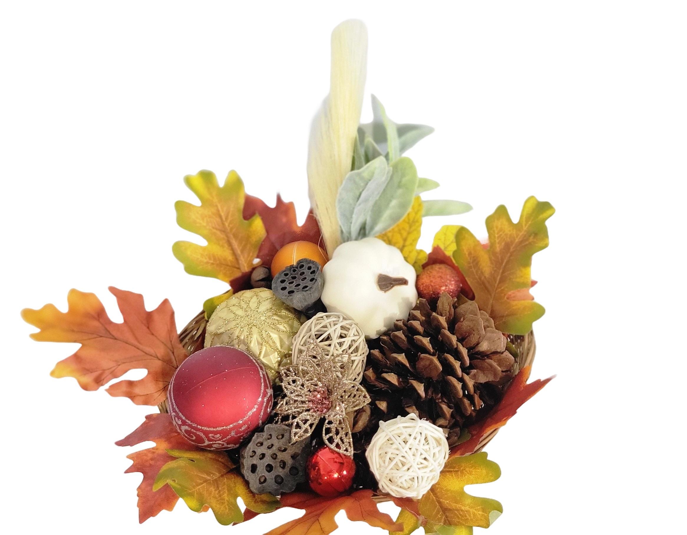 Handcrafted Festive Autumn Decorative Basket table decor centerpiece - Thumbnail 5