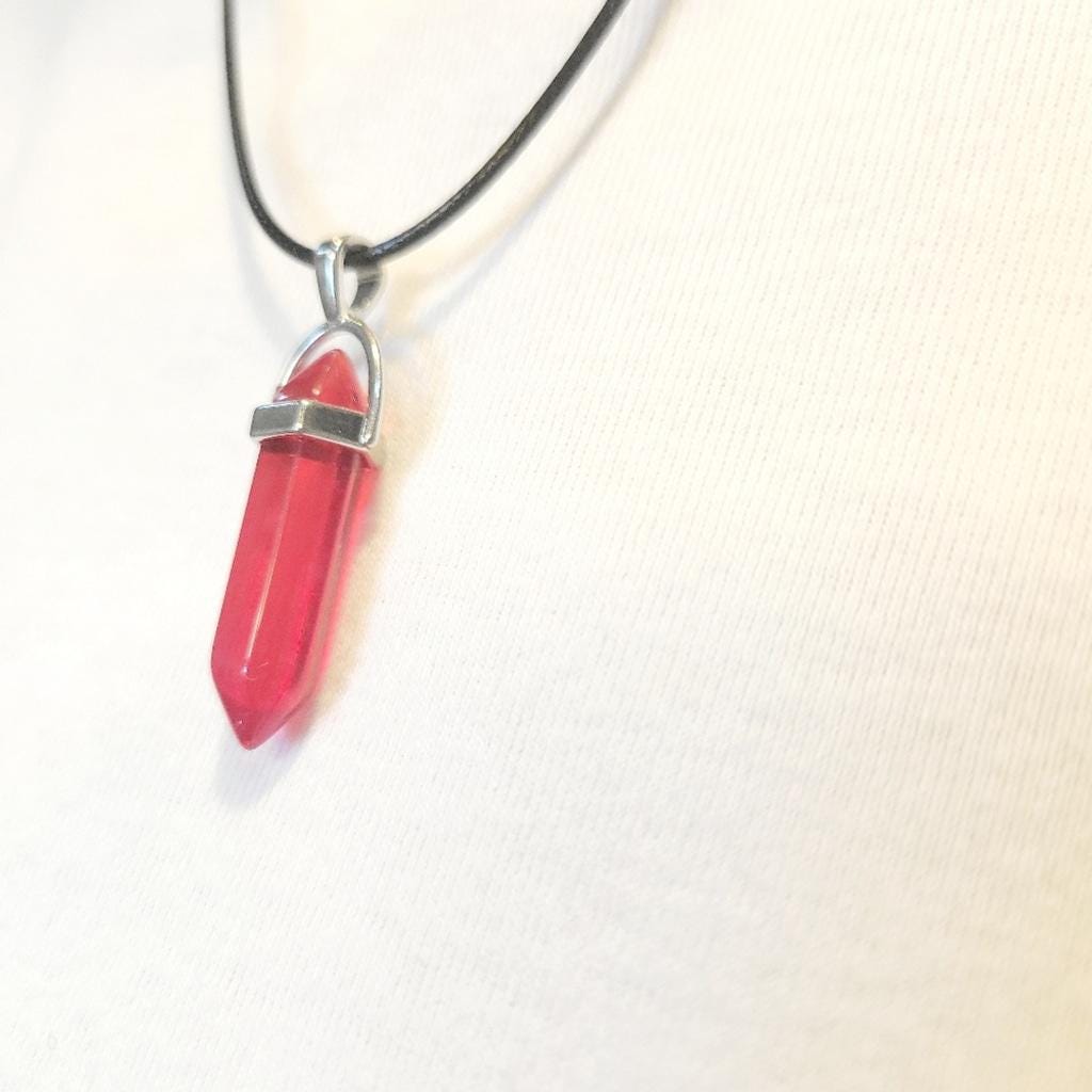 Natural Fire Red Quartz Crystal Pendant Necklace - Thumbnail 3
