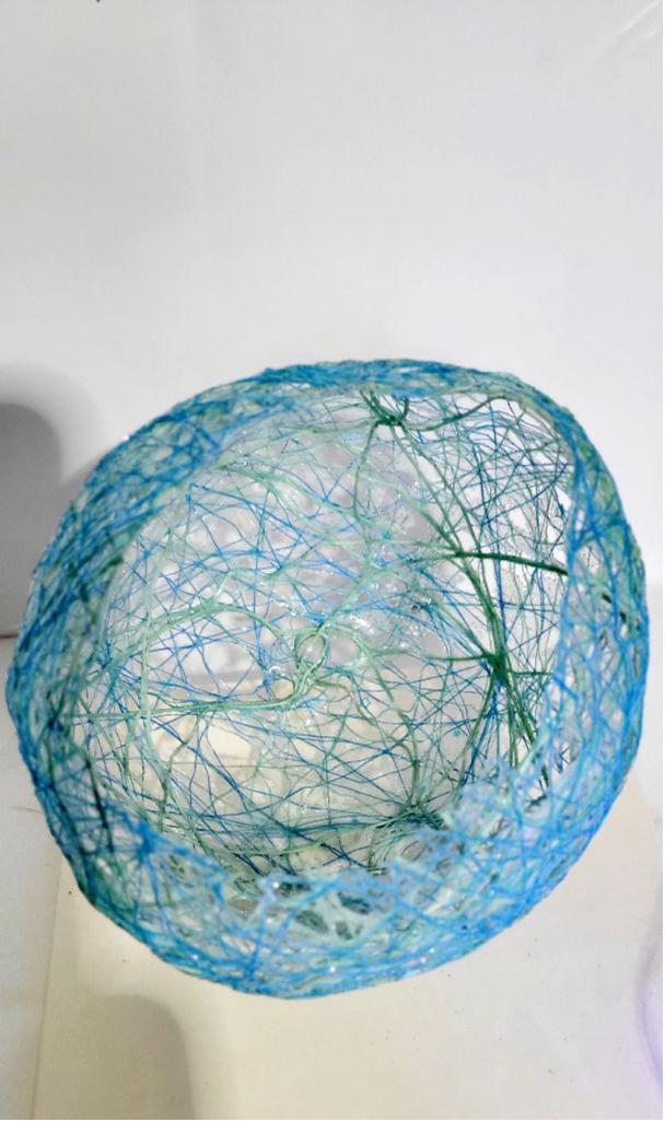 Hand crafted Wrapped thread orb light table decor - Thumbnail 3