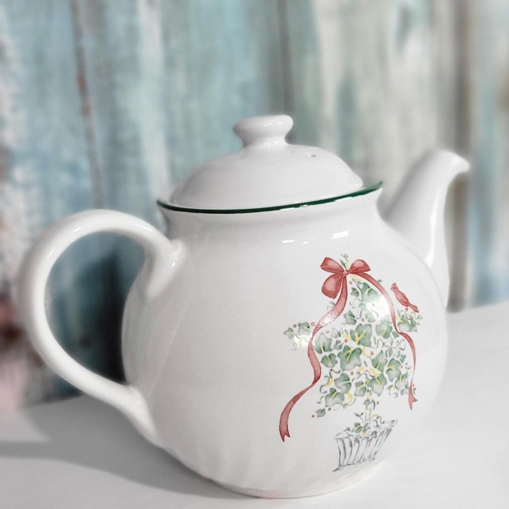 Vintage Corelle Coordinates 1999 Callaway Holiday Christmas teapot - Thumbnail 3