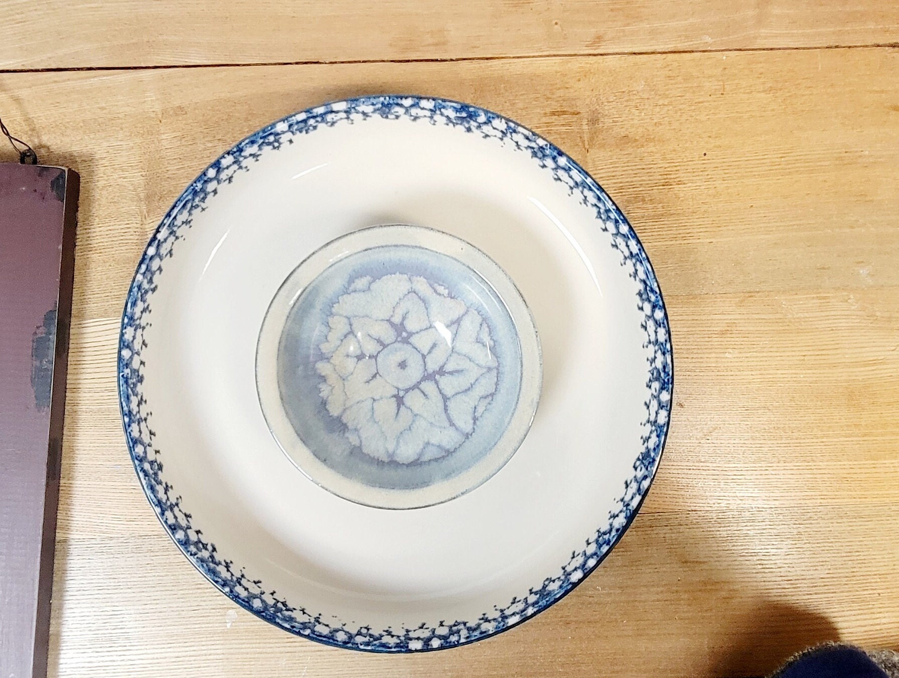 Vintage Folk Craft The Cabin in the Snow by Tienshan Chip & Dip Server Set 2 Pc 11.5" - Thumbnail 3