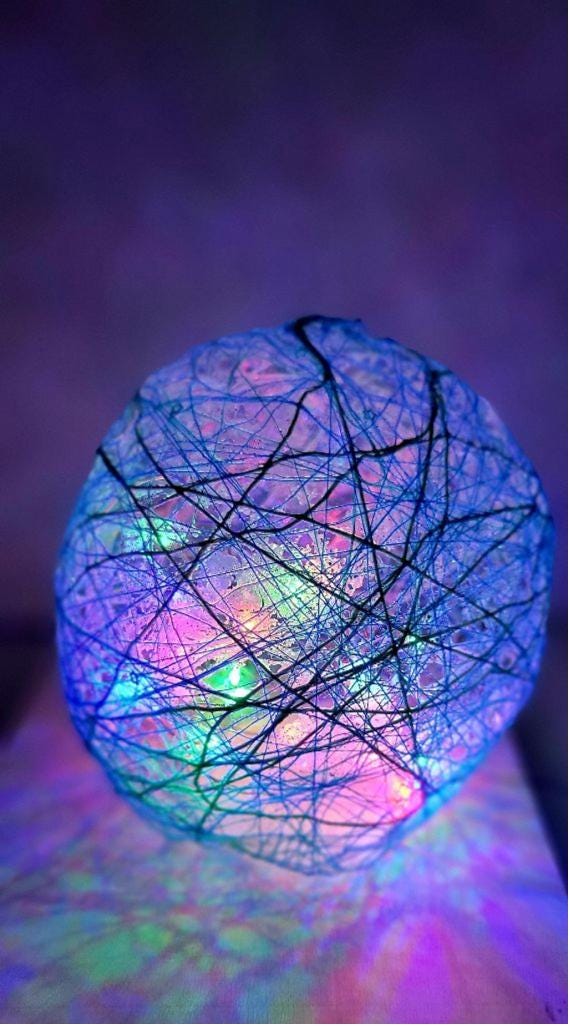 Hand crafted Wrapped thread orb light table decor - Thumbnail 7
