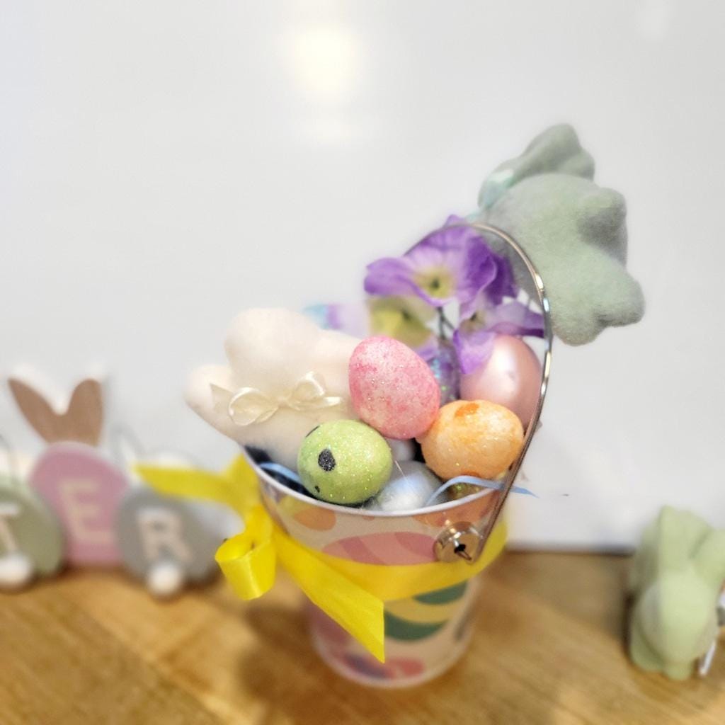 Easter Egg and Flower Table Home Decor Bucket - Thumbnail 3