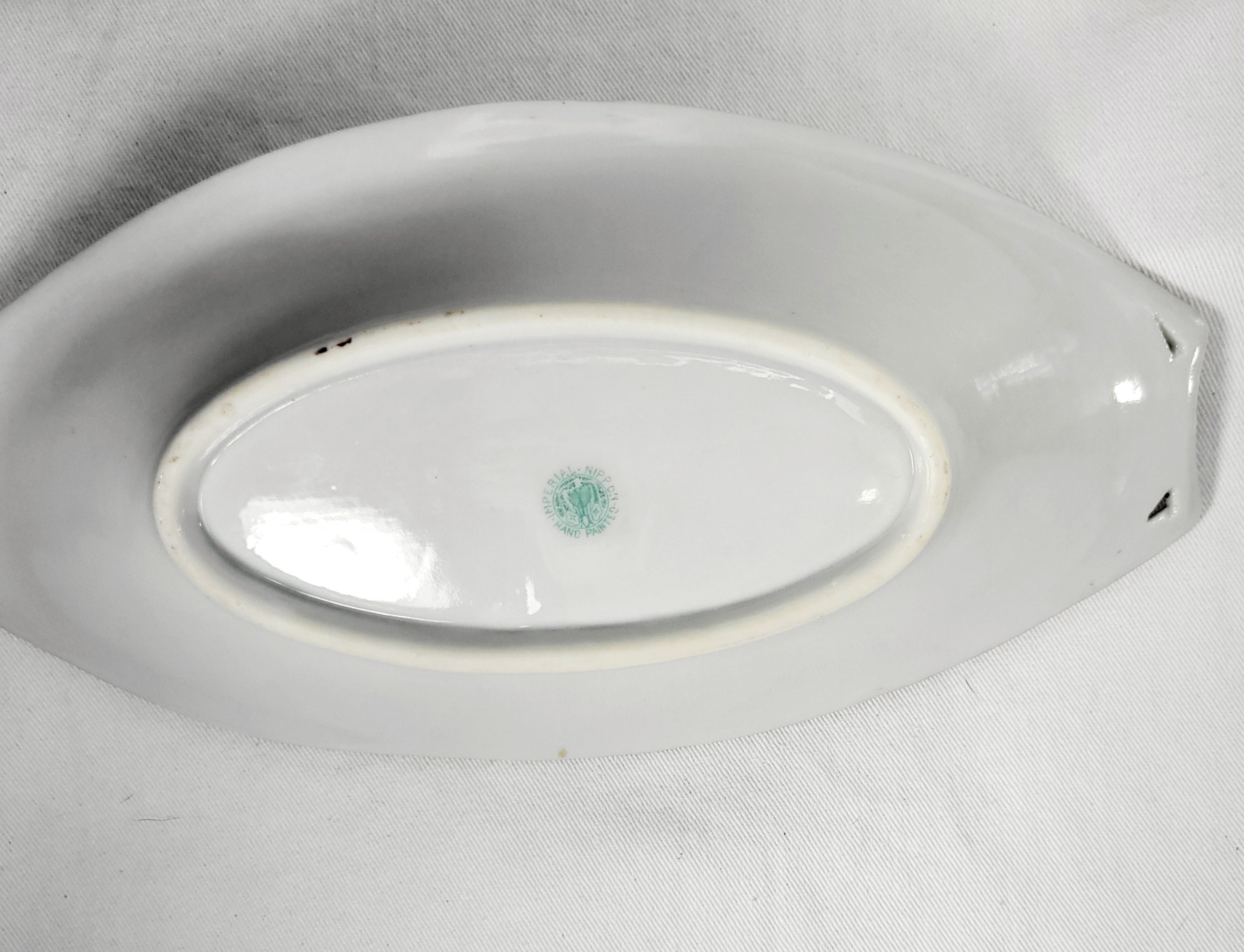 Antique Nippon handpainted floral porcelain relish dish - Thumbnail 4