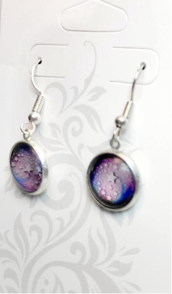 Star abstract cabochon dangle drop earrings - Thumbnail 3