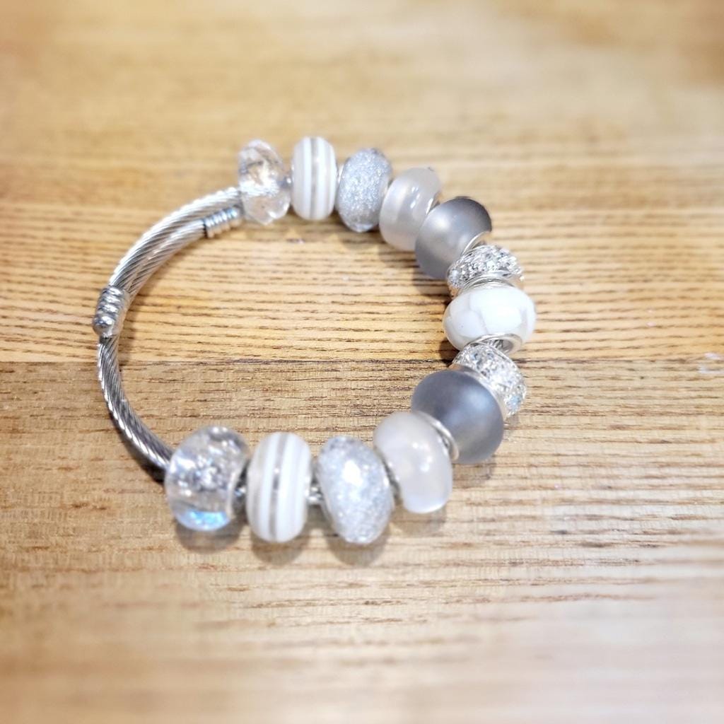 European Style Snake Coil Expandable Beaded Bracelet 7" - Thumbnail 5