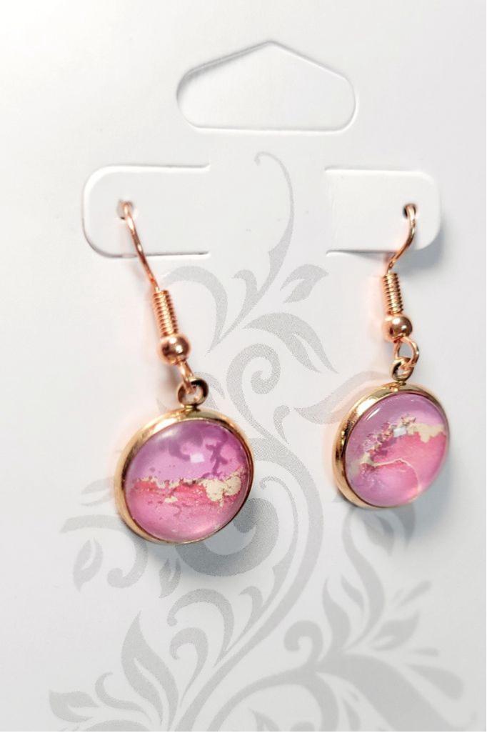 Artisanal marbled dangle drop earrings - Thumbnail 3