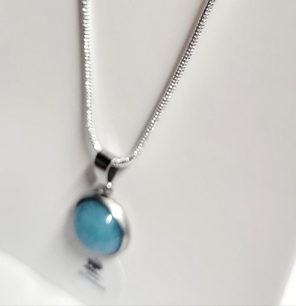 Natural Amazonite Crystal Pendant 925 Sterling Silver Necklace - Thumbnail 3