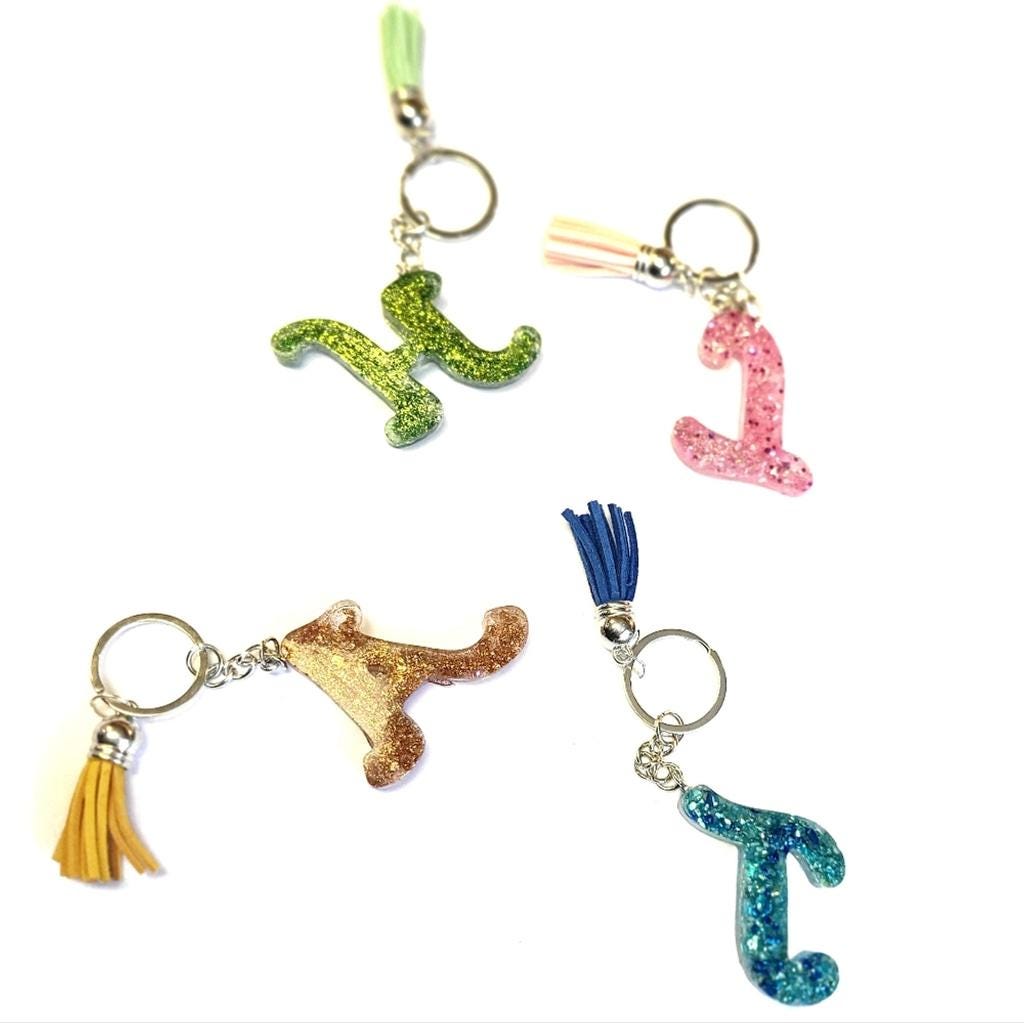 Personalized, 1.5" Resin,Shattered Glass,Glittery, Alphabet Keychains,bag charms - Thumbnail 6