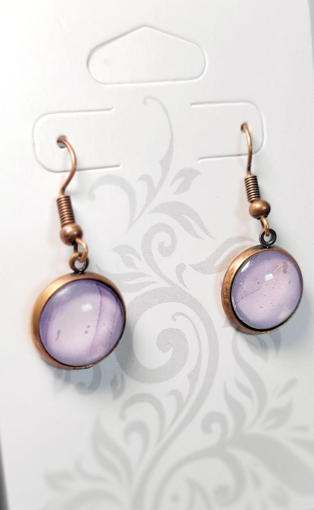 Artisanal marbled dangle drop earrings - Thumbnail 3