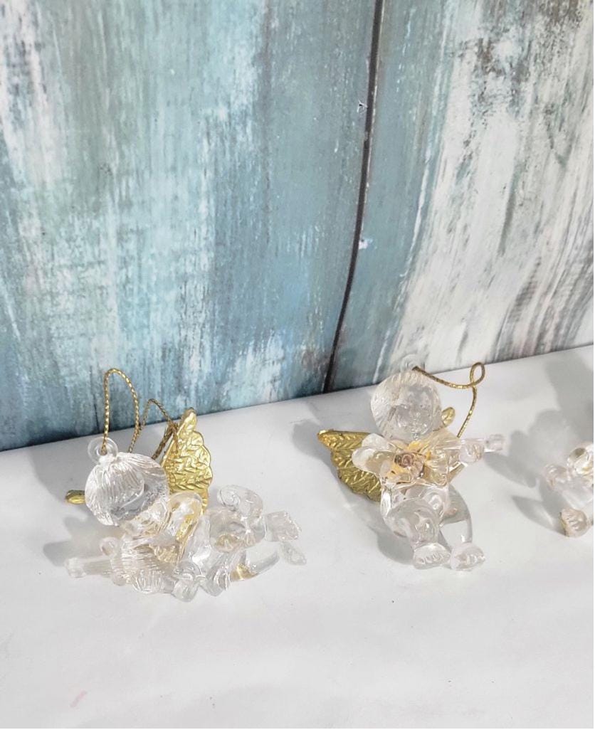 Vintage acrylic cherub angel ornaments - Thumbnail 2