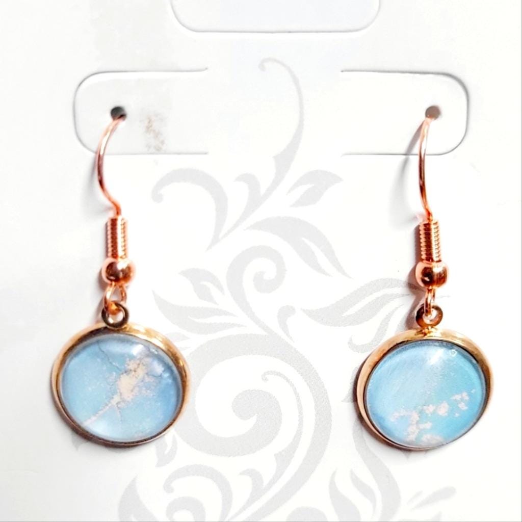 Artisanal marbled dangle drop earrings