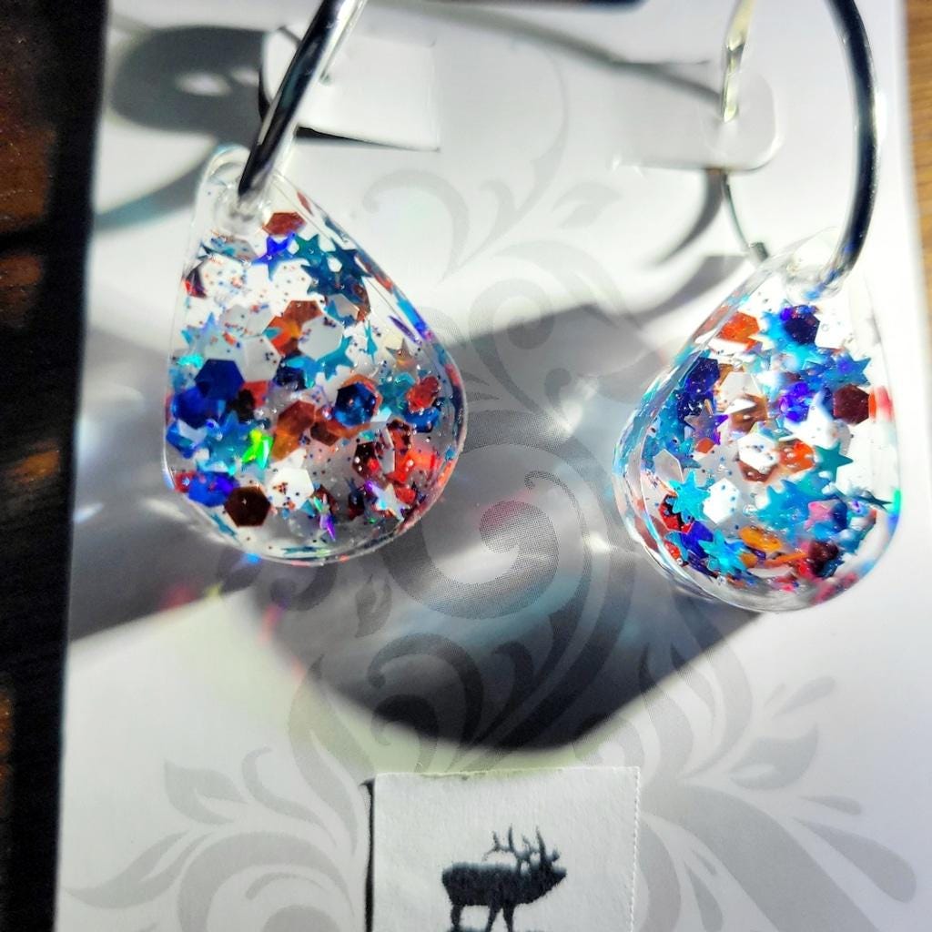 Patriotic 4th Of July Red White And Blue Teardrop Earrings - Thumbnail 6