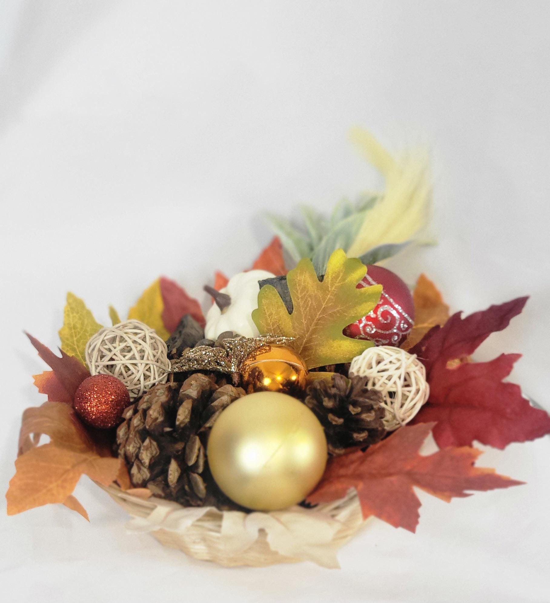 Handcrafted Festive Autumn Decorative Basket table decor centerpiece - Thumbnail 2