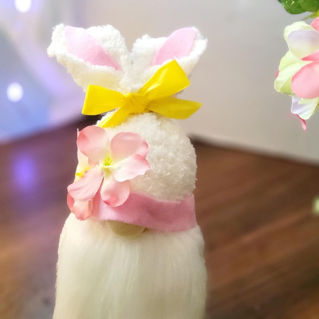 Pink Plumeria Flower Easter Bunnyy Spring Time Gnome - Thumbnail 6