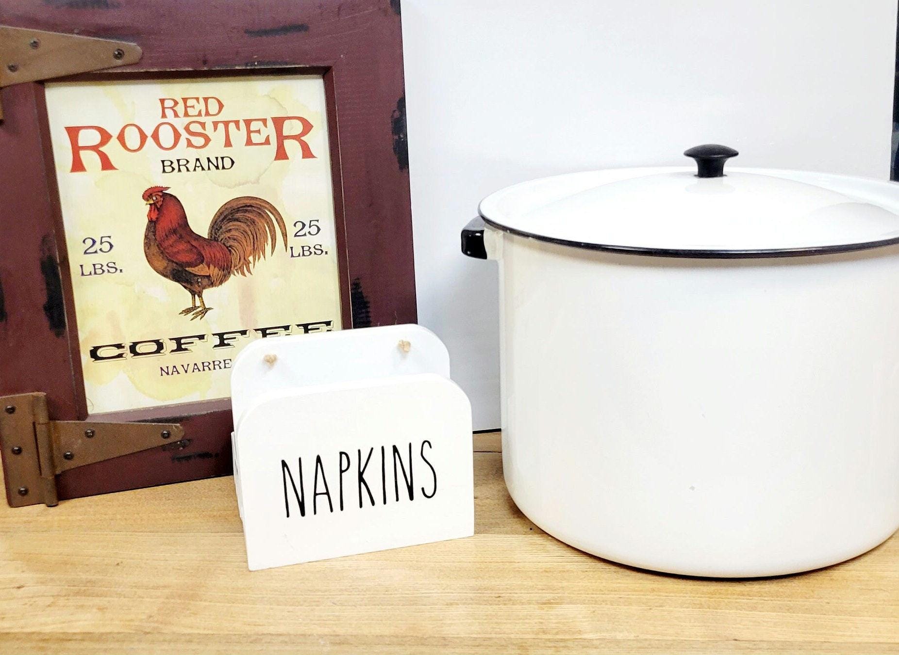 Vintage Enamelware 15 Quart Stock Pot & Lid - 12 x 8 - Black and White - Thumbnail 2
