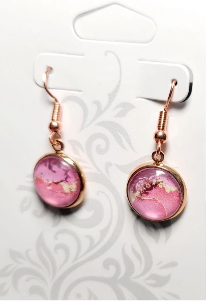 Artisanal marbled dangle drop earrings - Thumbnail 4