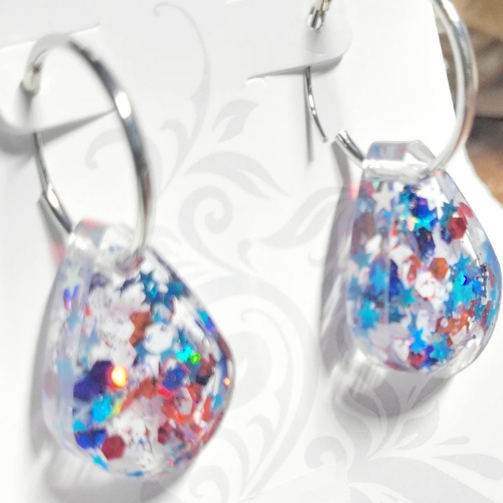 Patriotic 4th Of July Red White And Blue Teardrop Earrings - Thumbnail 2