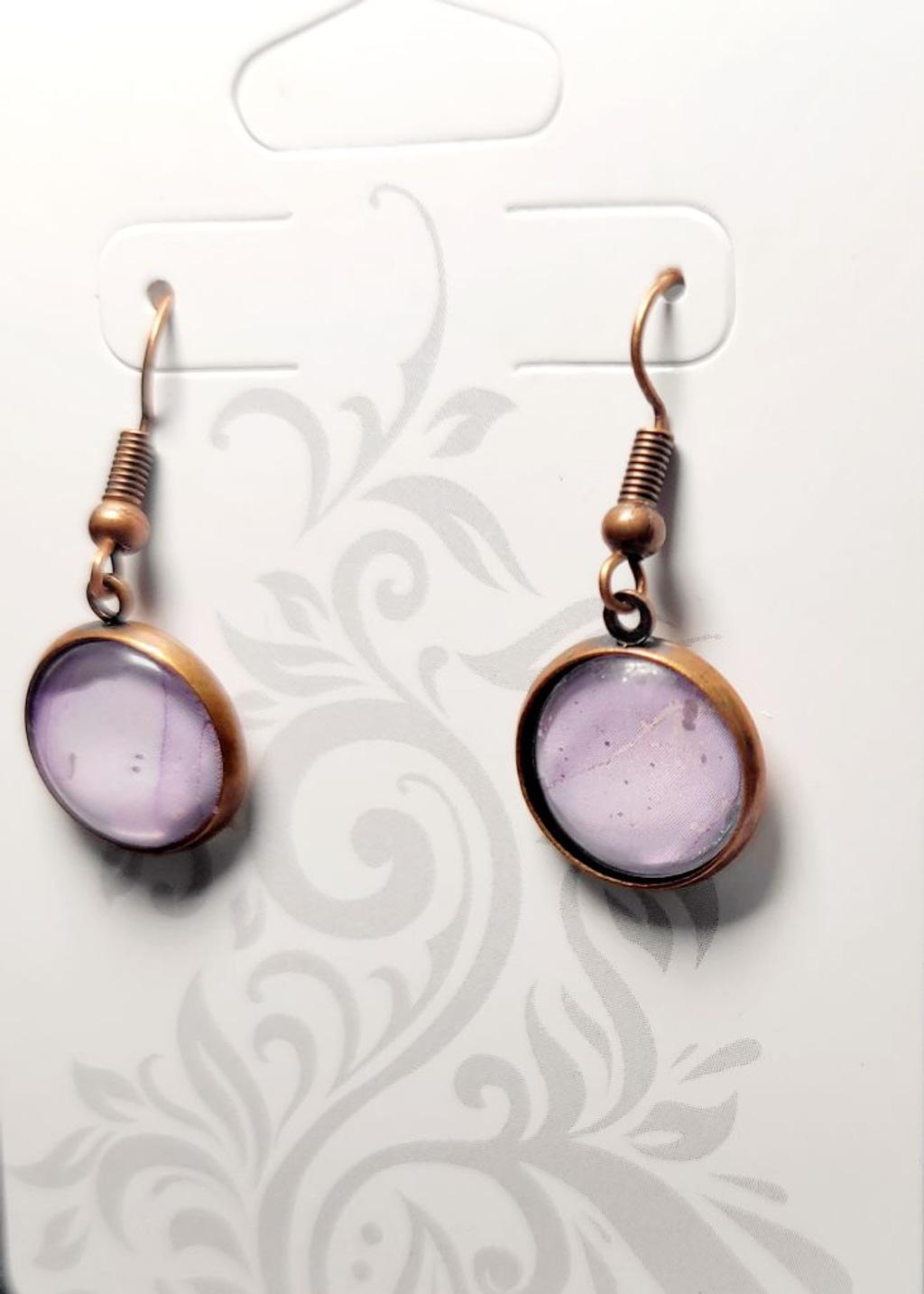 Artisanal marbled dangle drop earrings - Thumbnail 4