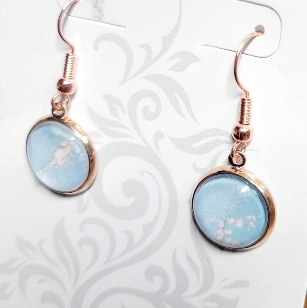 Artisanal marbled dangle drop earrings - Thumbnail 3