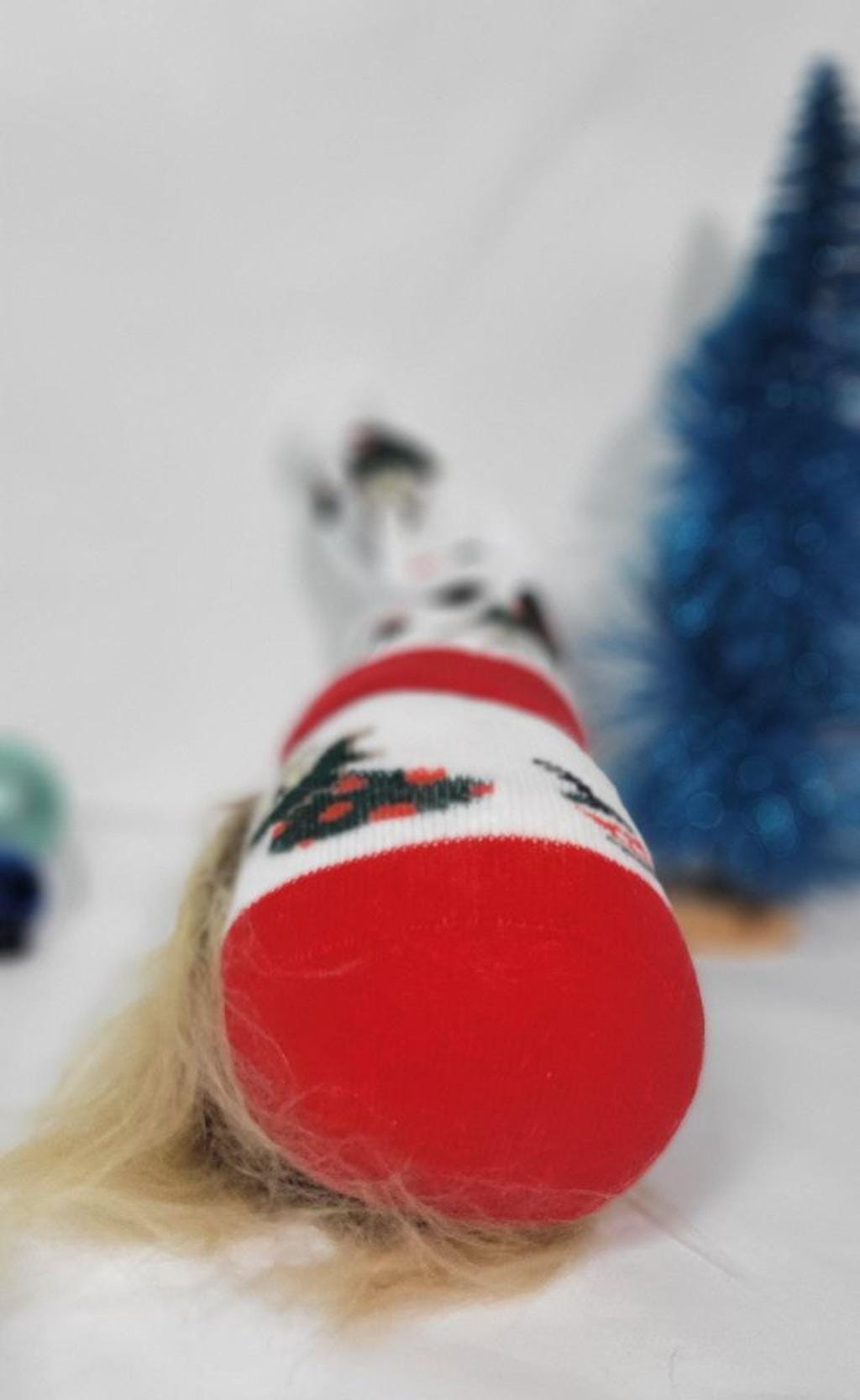 Hand crafted Christmas sock gnome with reindeer and mistletoe - Thumbnail 5