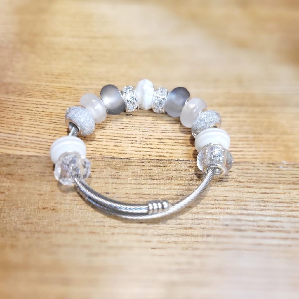 European Style Snake Coil Expandable Beaded Bracelet 7" - Thumbnail 4