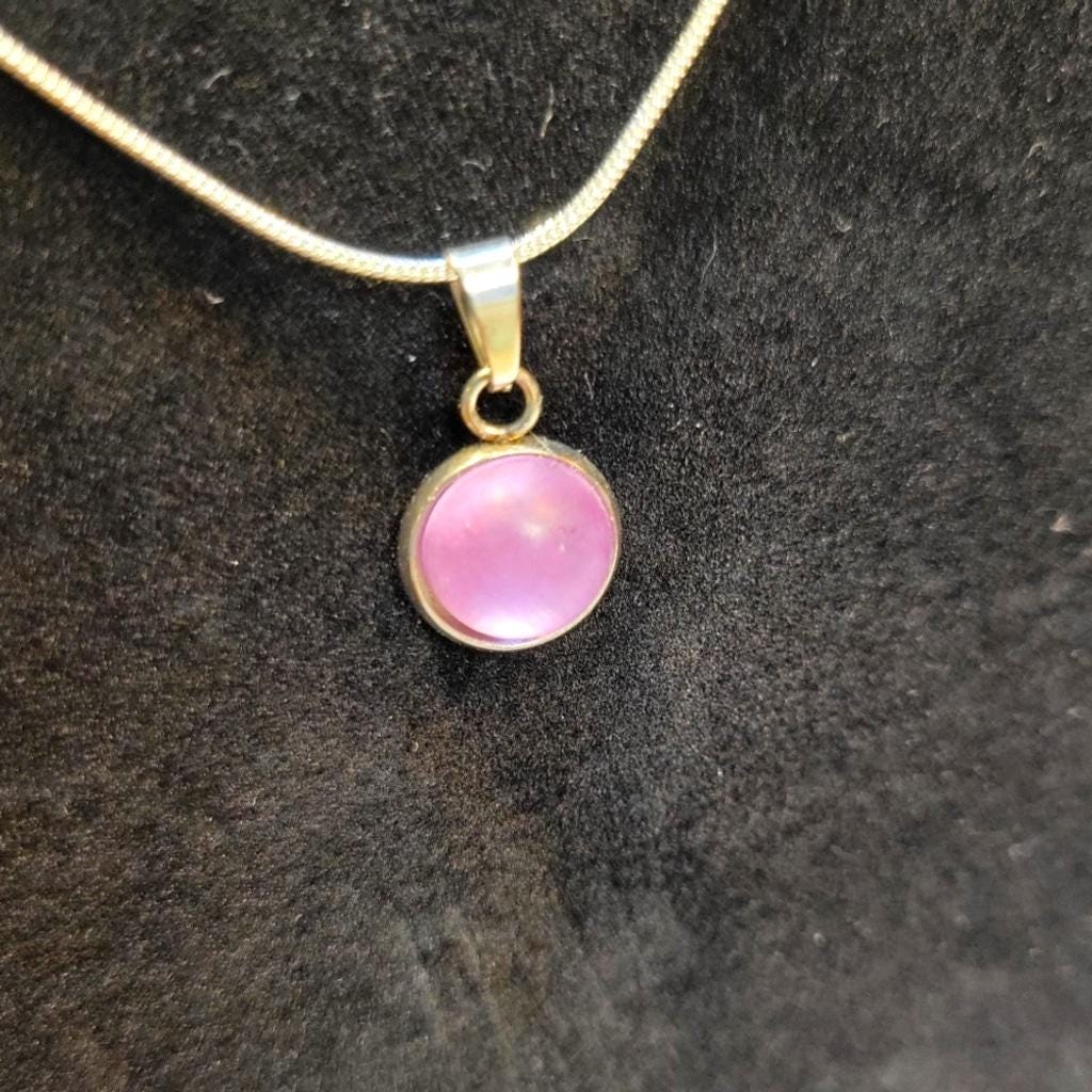 Pink crystal rhinestone 925 stamped sterling silver necklace - Thumbnail 2