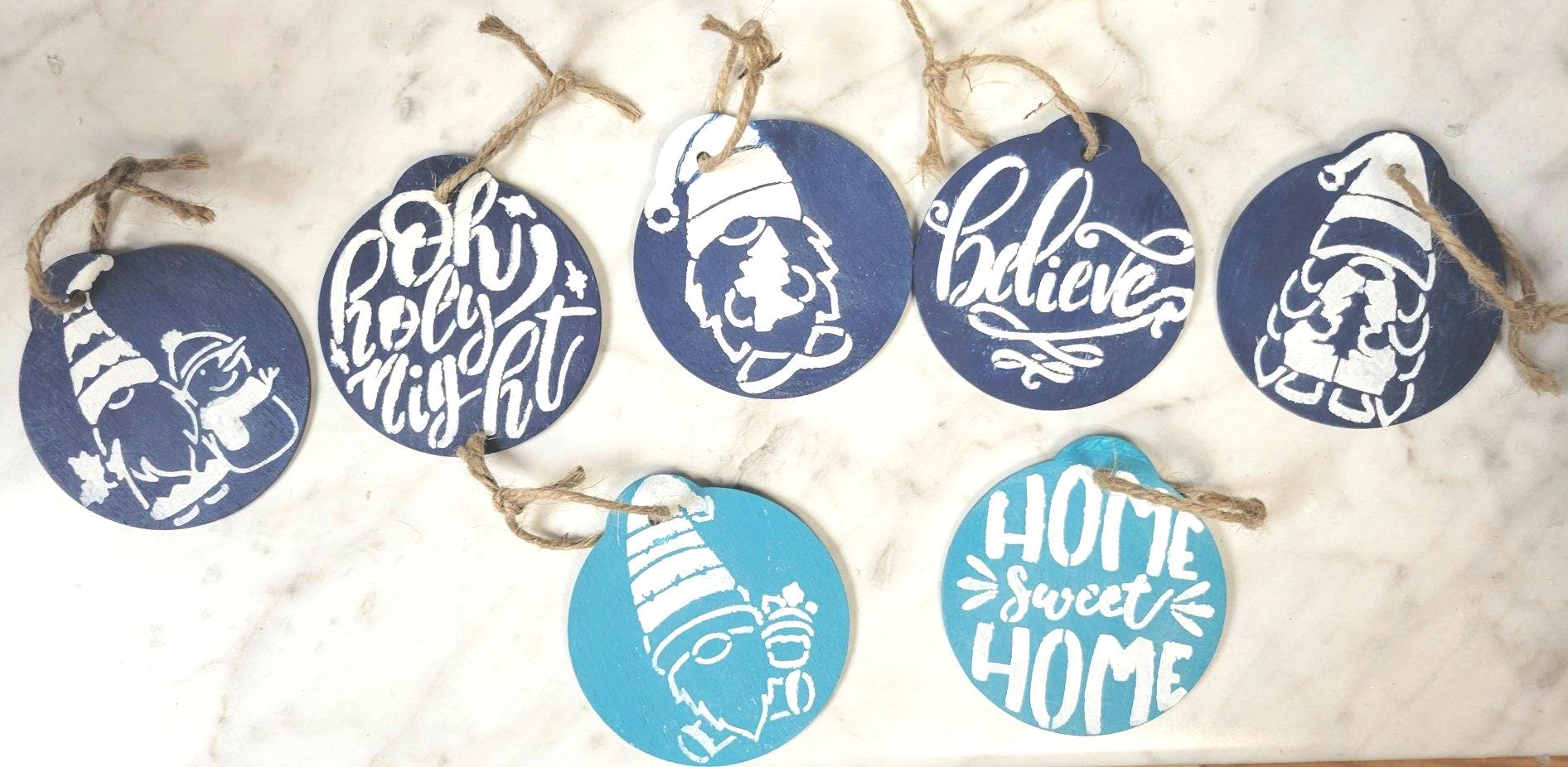 Handpainted Christmas ornaments 3" wood discs - Thumbnail 5