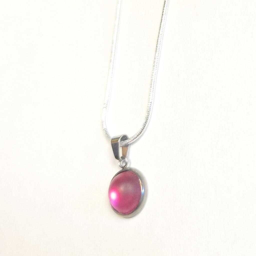 Purple crystal Sea Glass rhinestone 925 stamped sterling silver necklace - Thumbnail 3