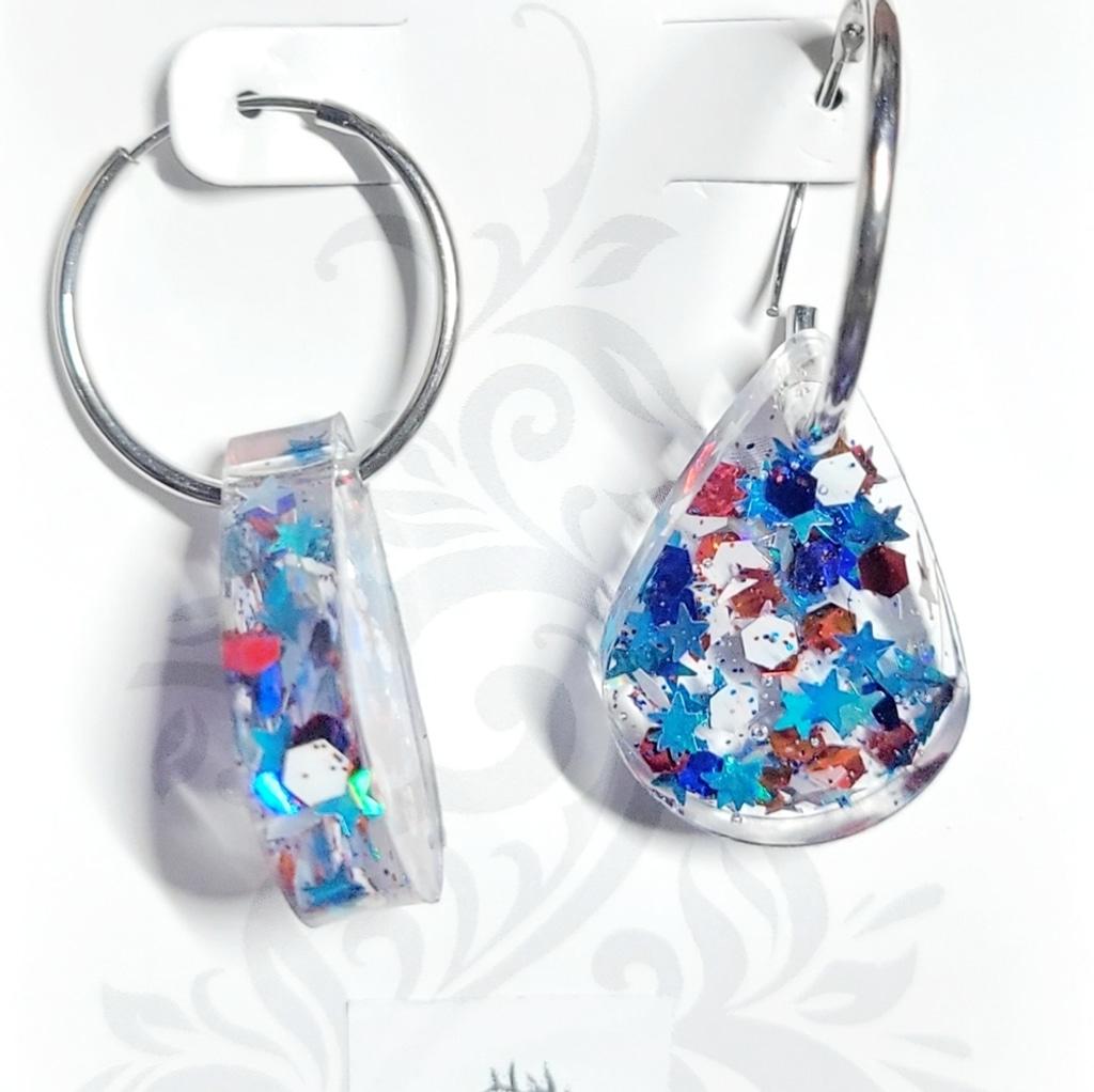 Patriotic 4th Of July Red White And Blue Teardrop Earrings - Thumbnail 3
