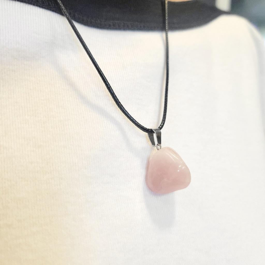 Natural Rose Quartz Crystal Pendant Necklace - Thumbnail 2