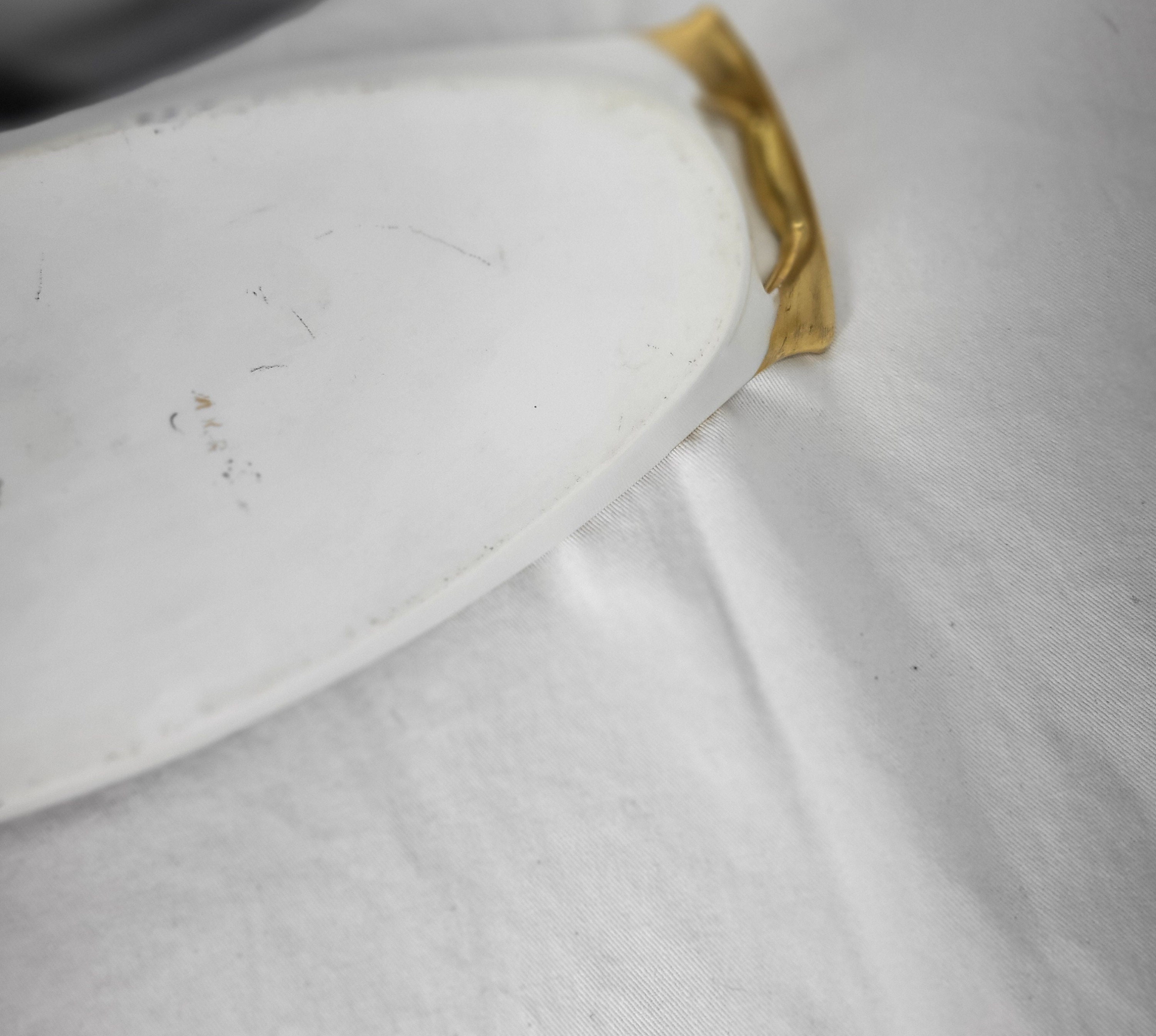 Antique RC Bavaria Germany handpainted porcelain green and gold serving tray - Thumbnail 5