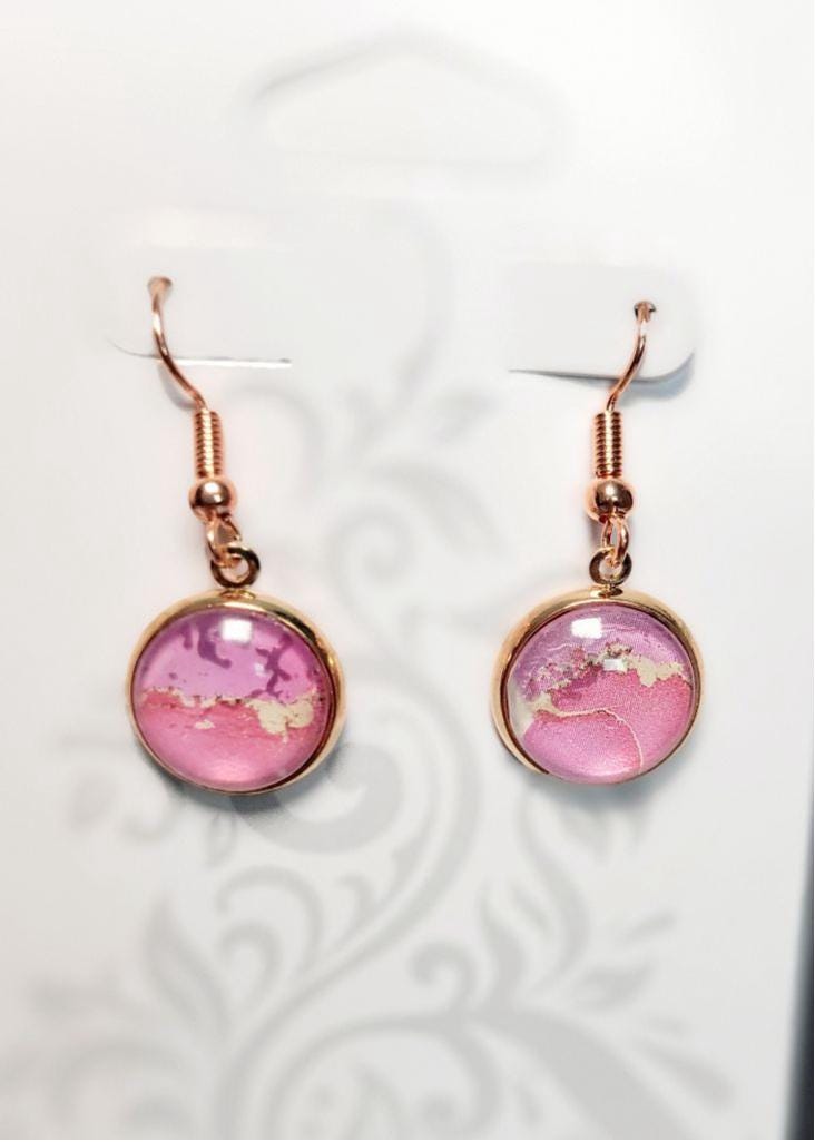 Artisanal marbled dangle drop earrings - Thumbnail 2
