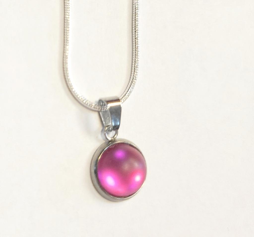 Purple crystal Sea Glass rhinestone 925 stamped sterling silver necklace - Thumbnail 2