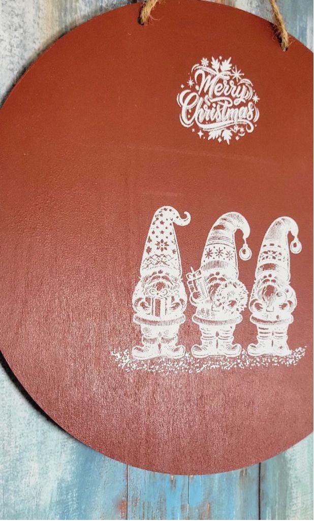 Hand painted Merry Christmas wall hanging art decor - Thumbnail 2